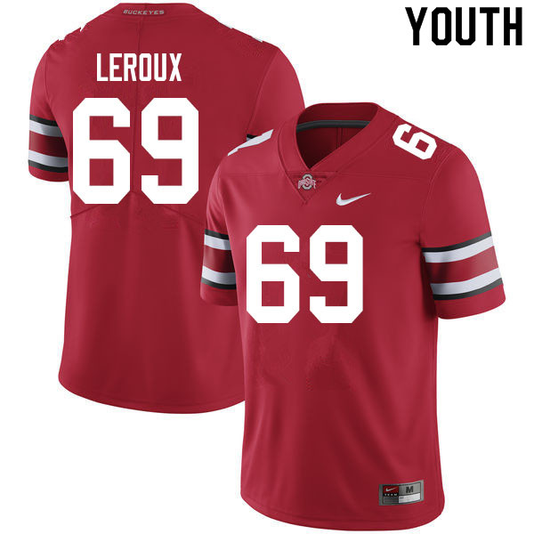 Ohio State Buckeyes Trey Leroux Youth #69 Scarlet Authentic Stitched College Football Jersey